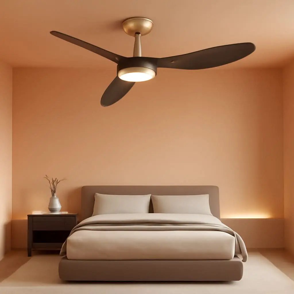 52 Inch Black Gold Indoor Ceiling Fan With LED Light from PriceLows™