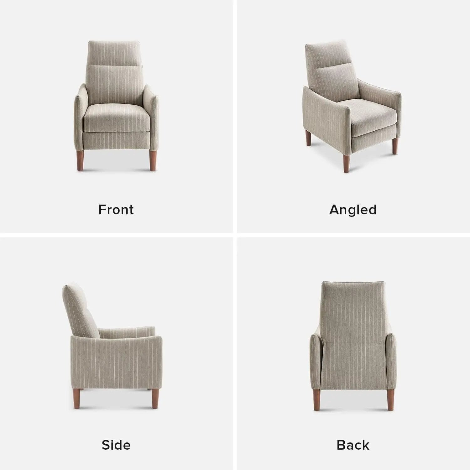 Arthur Mid Century Recliner Chair With 3 Positions Taupe Stripe Jacquard from PriceLows™