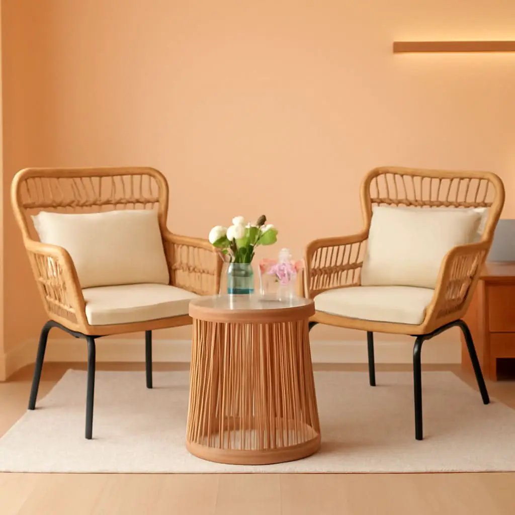 Outdoor Patio Wicker Bistro Set 3 Piece Yellow Beige from PriceLows™