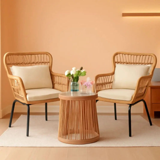Outdoor Patio Wicker Bistro Set 3 Piece Yellow Beige from PriceLows™