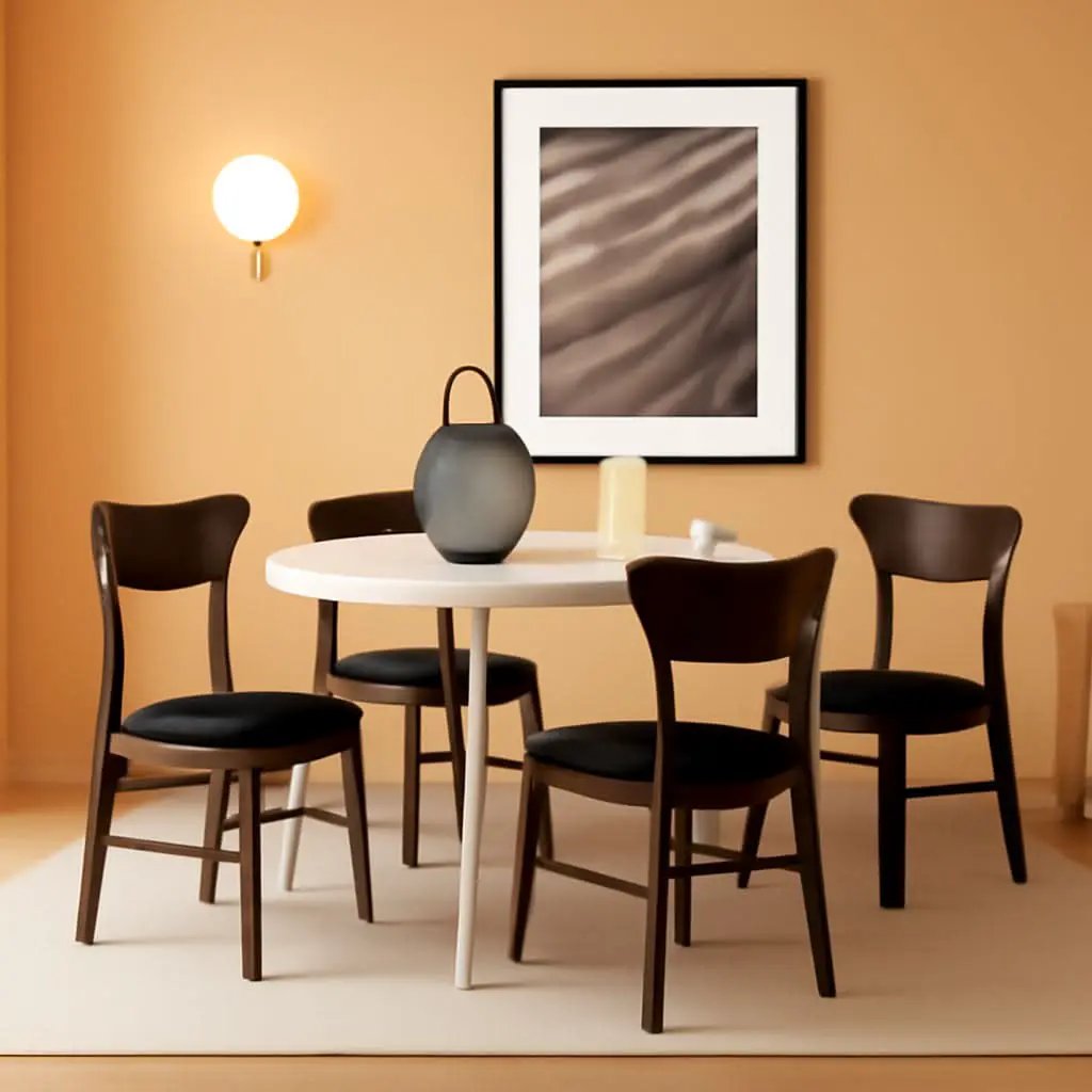 Walnut Finish Dining Chairs With Black Cushions Set Of 2 from PriceLows™