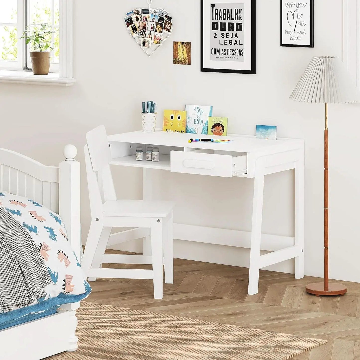 Kids Desk and Chair Set With Storage Drawers for Study from PriceLows™