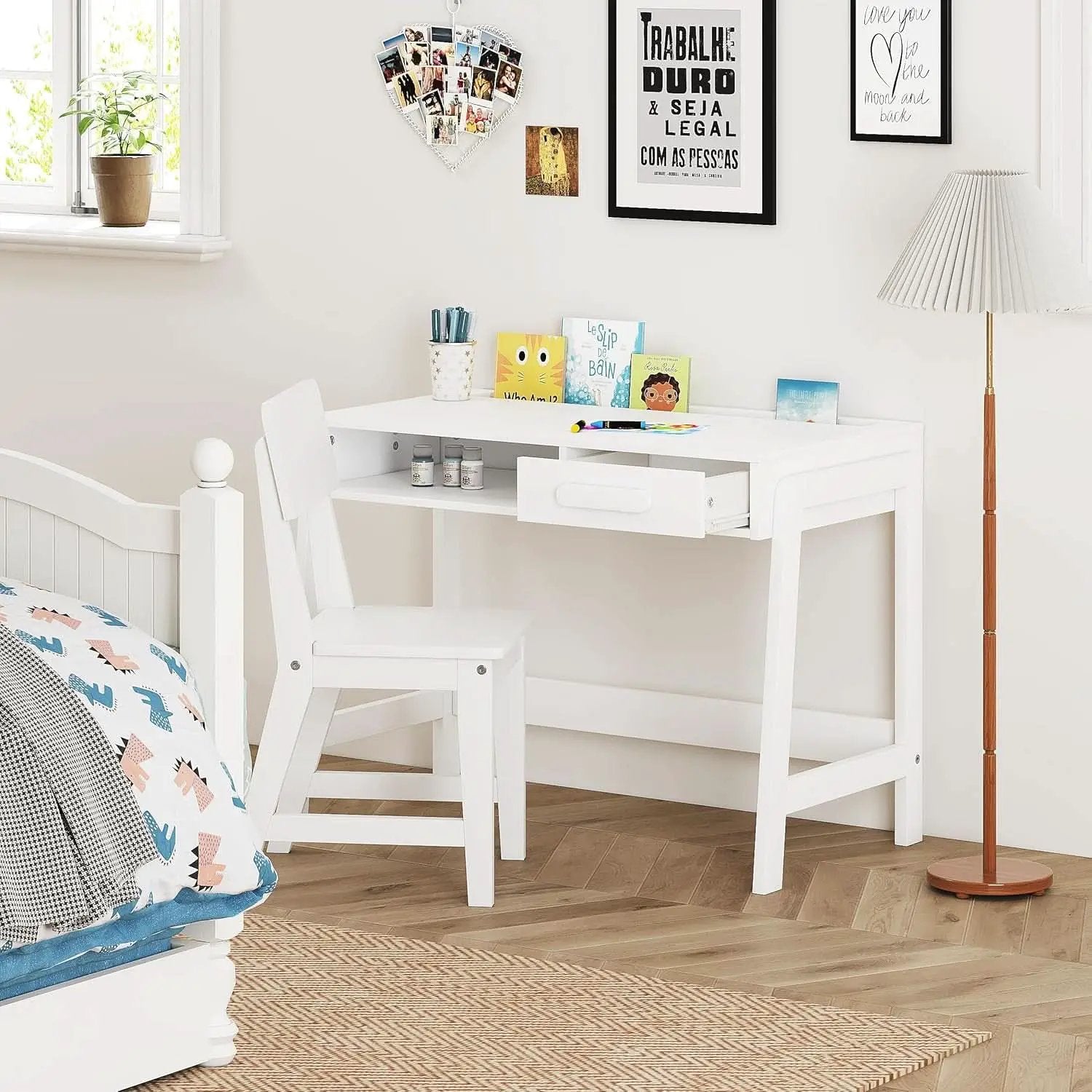 Kids Desk and Chair Set With Storage Drawers for Study from PriceLows™