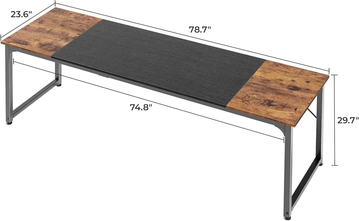 80 Inch Rustic Brown And Black Gaming Desk With Storage from PriceLows™