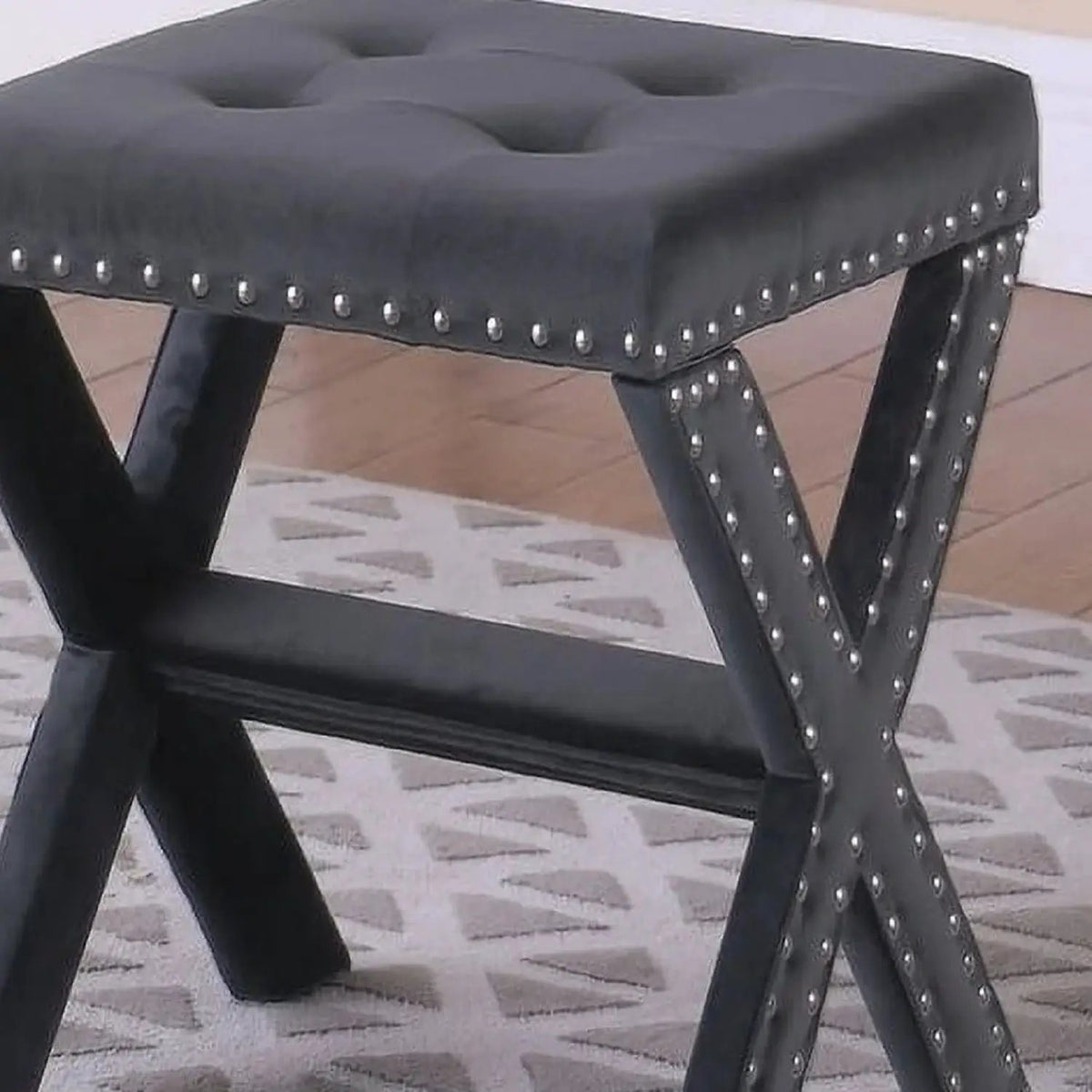 Upholstered Accent Bench | Nailhead Trim | Tufted Seat Cushion