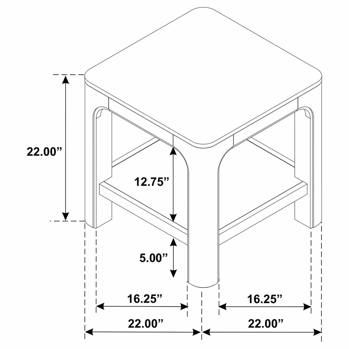 Solano Square Wood Side End Table with Shelf Weathered Mango | 22.25 x 22.25 x 22 in | Engineered Wood & Veneer | Living Room