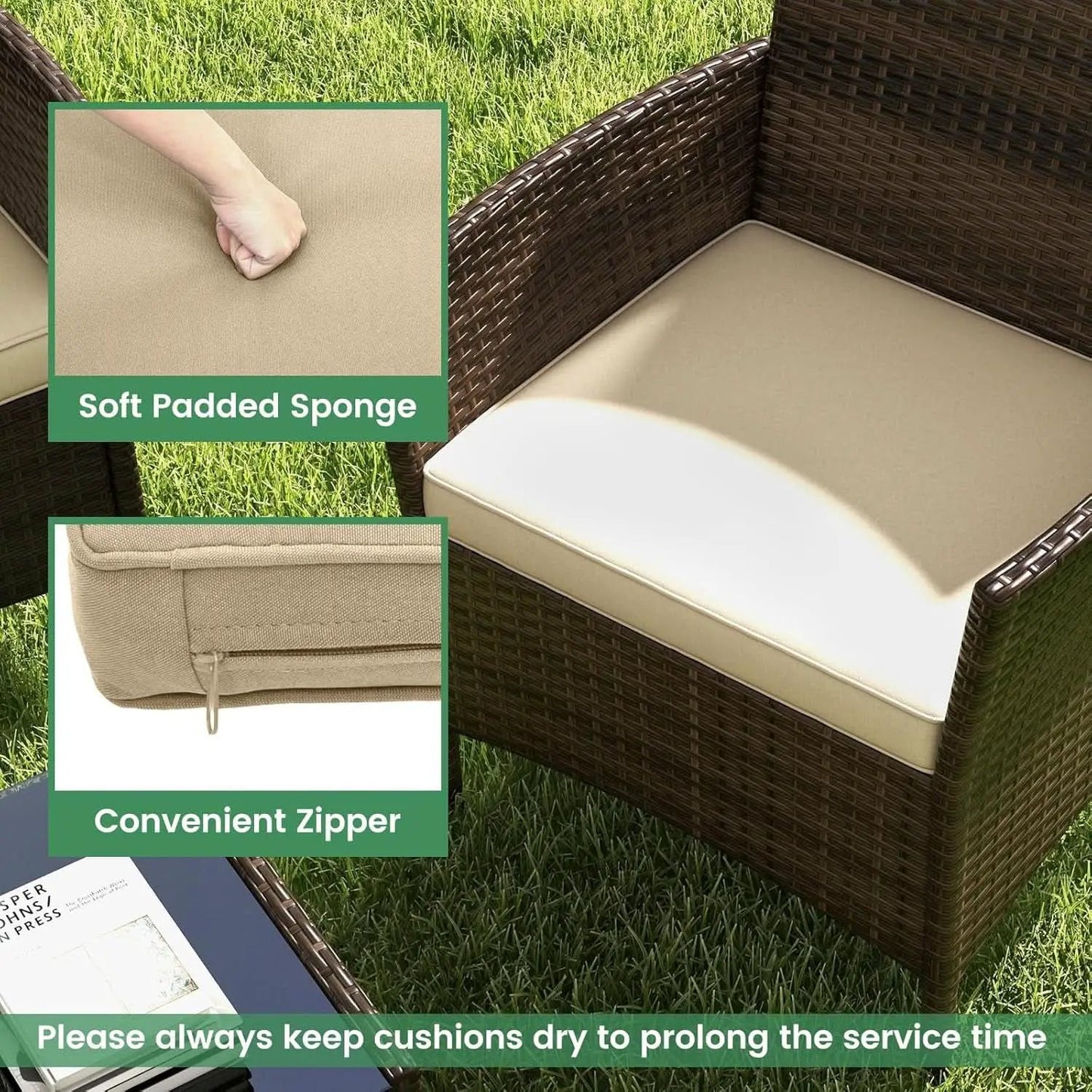 8-Piece Rattan Patio Furniture Set With Cushions from PriceLows™