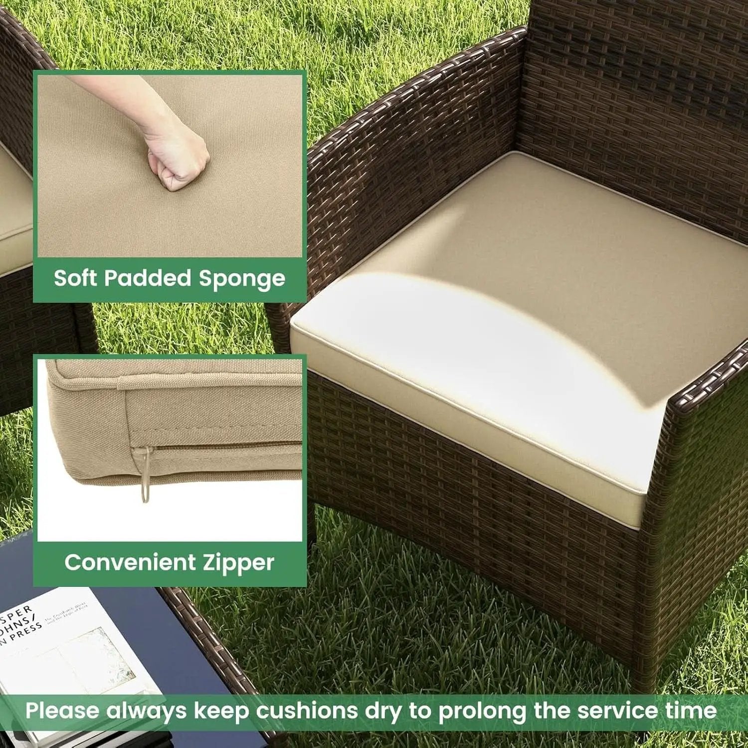 8-Piece Rattan Patio Furniture Set With Cushions from PriceLows™