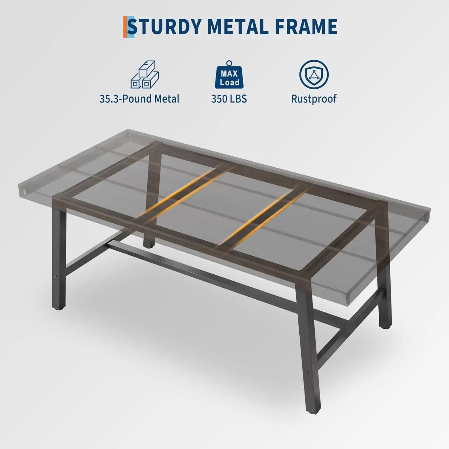 Industrial Wooden Dining Table 70 Inch Long Seats Six To Eight With Steel Frame from PriceLows™