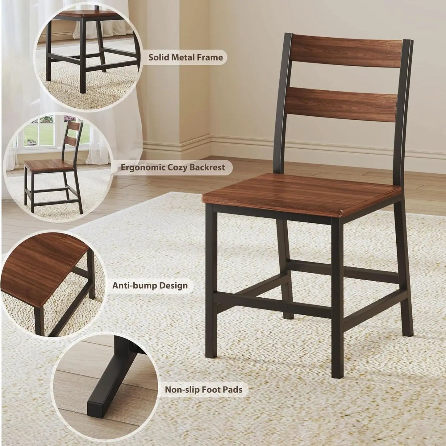 Walnut 63 Inch Extendable Dining Table Set For Six Chairs from PriceLows™