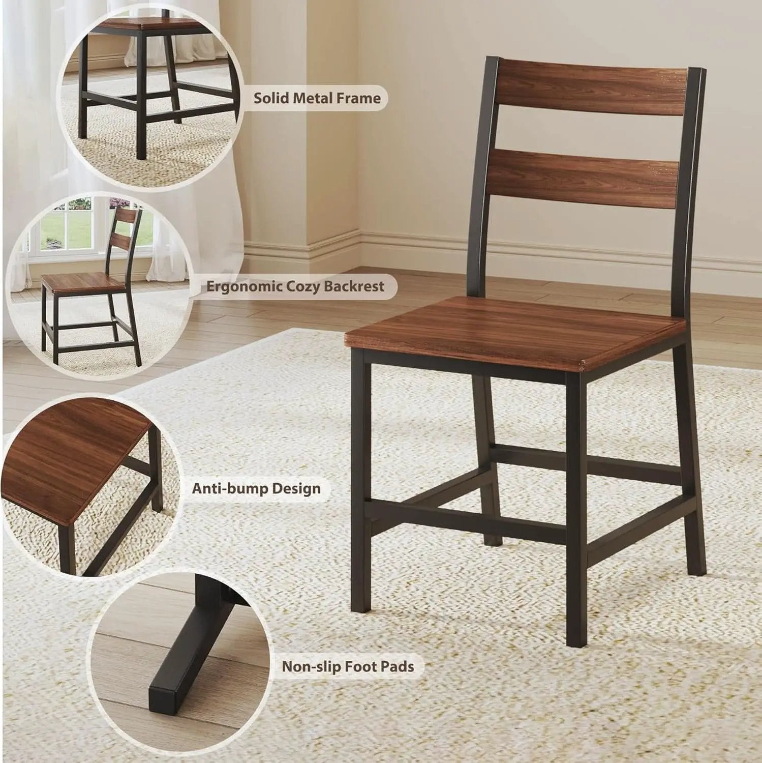 Walnut 63 Inch Extendable Dining Table Set For Six Chairs from PriceLows™
