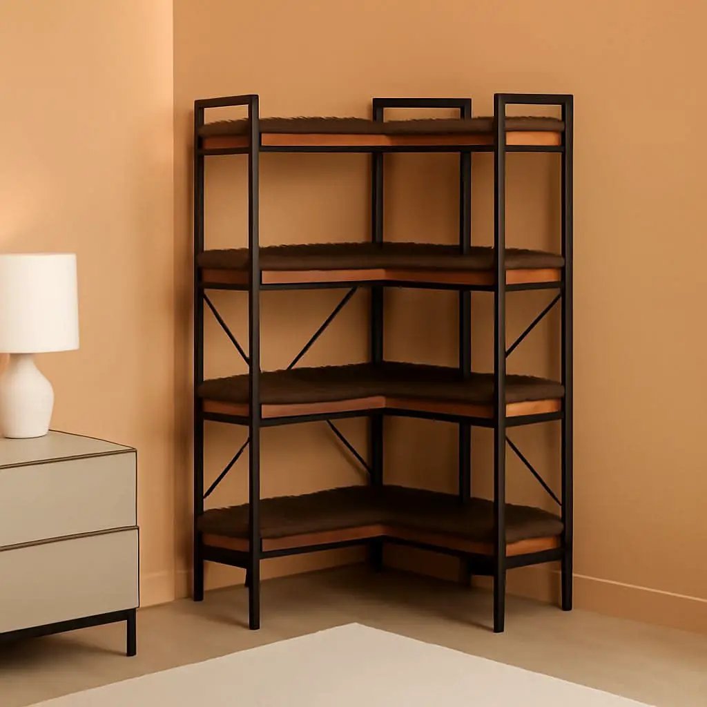 65 Inch Five Tier Corner Bookshelf With Open Shelves from PriceLows™