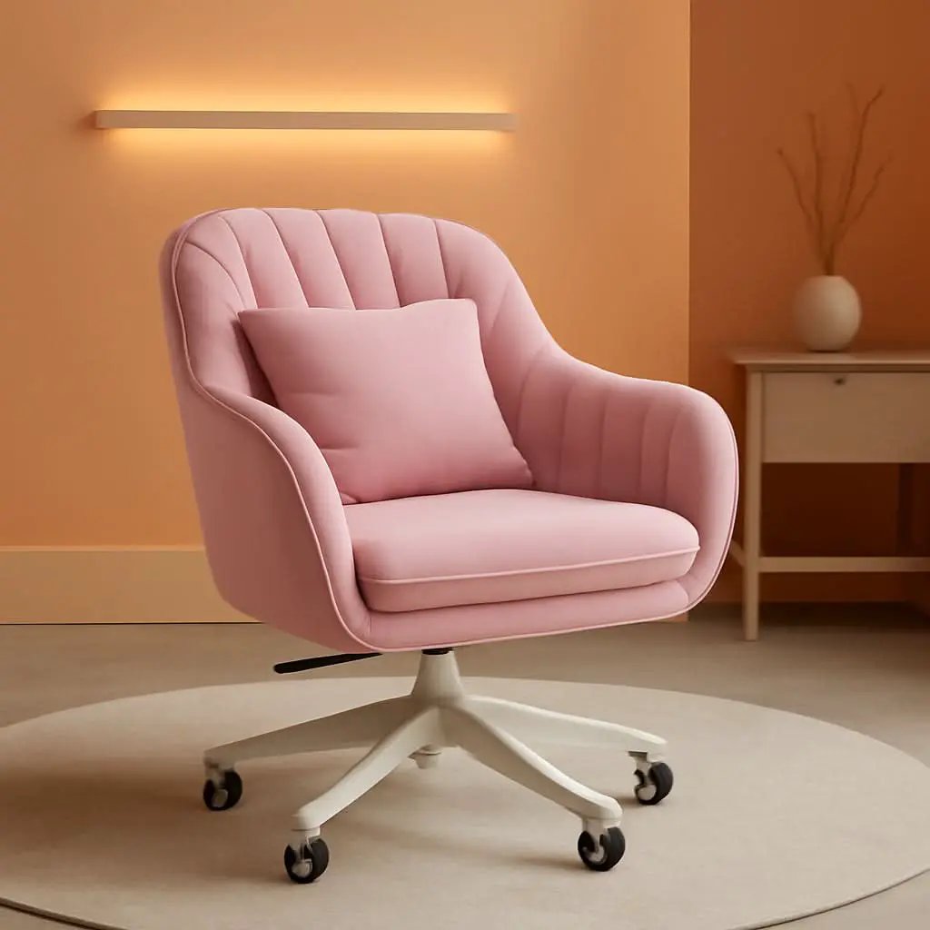Velvet Home Office Chair With Tufted Mid Back And Height Adjustment from PriceLows™