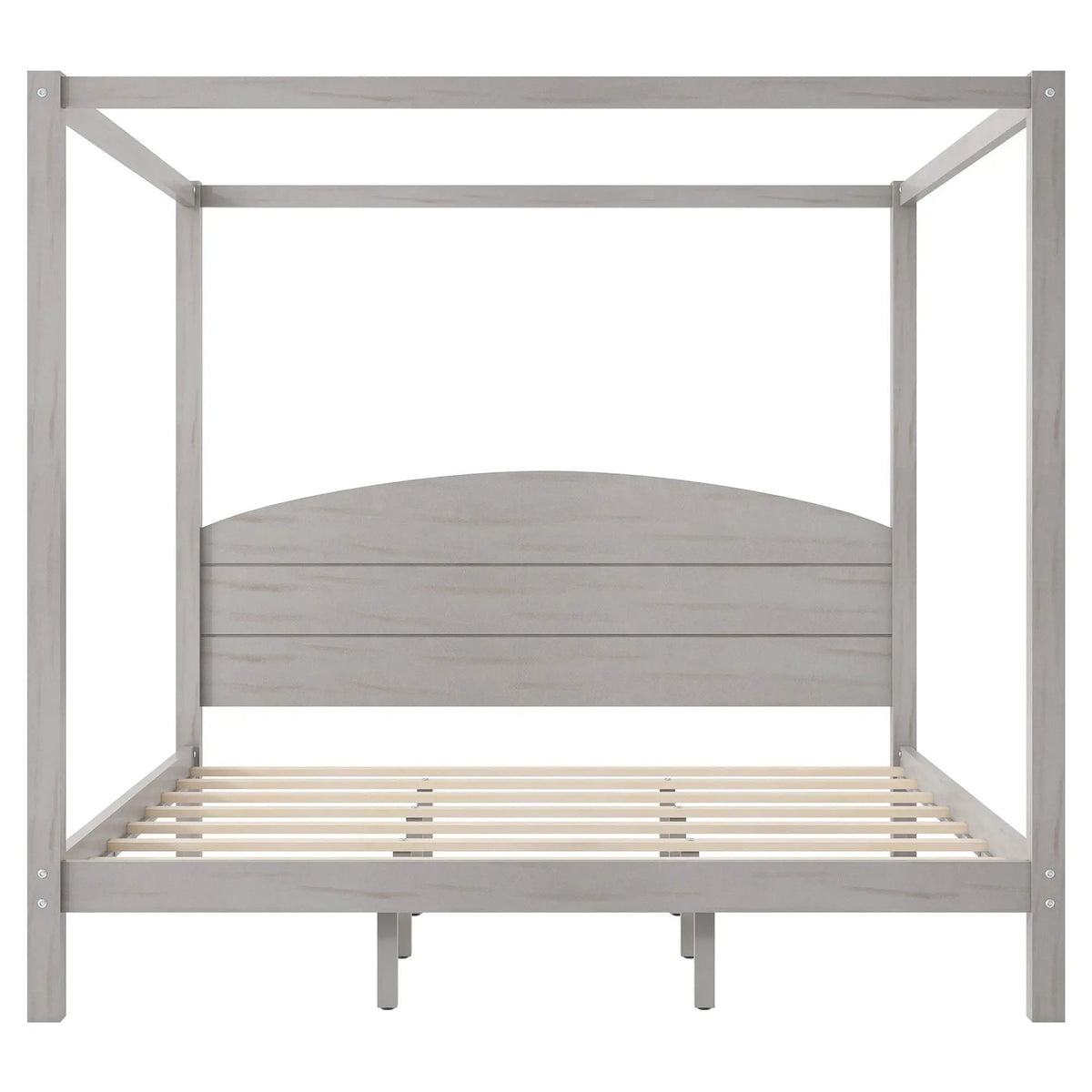 Platform Bed | Reinforced Wood Slats | Integrated Headboard