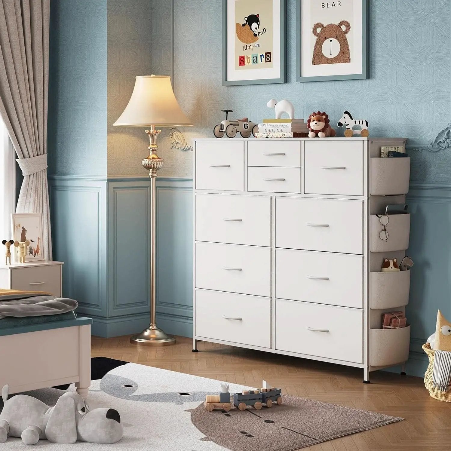 White Dresser 10 Drawer Storage Chest With Metal Frame from PriceLows™