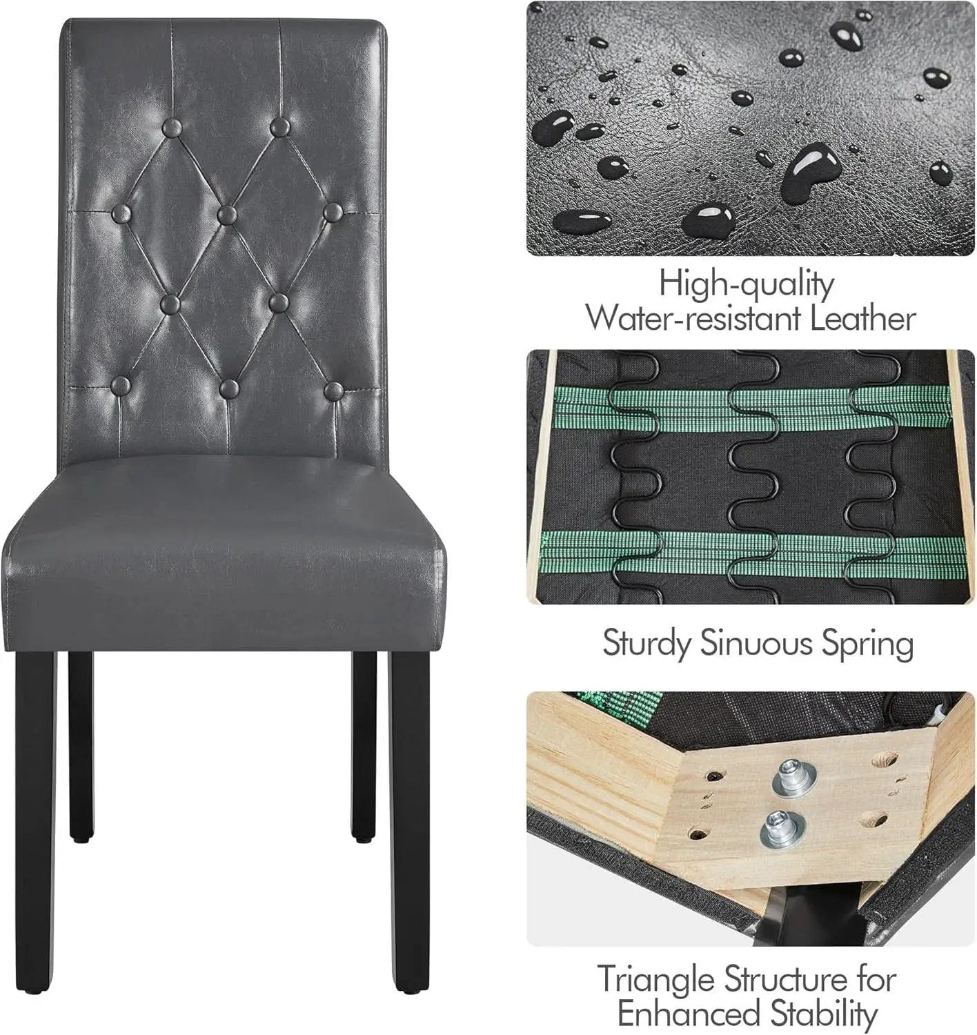 Gray Faux Leather Parsons Dining Chairs Set Of 2 High Back from PriceLows™