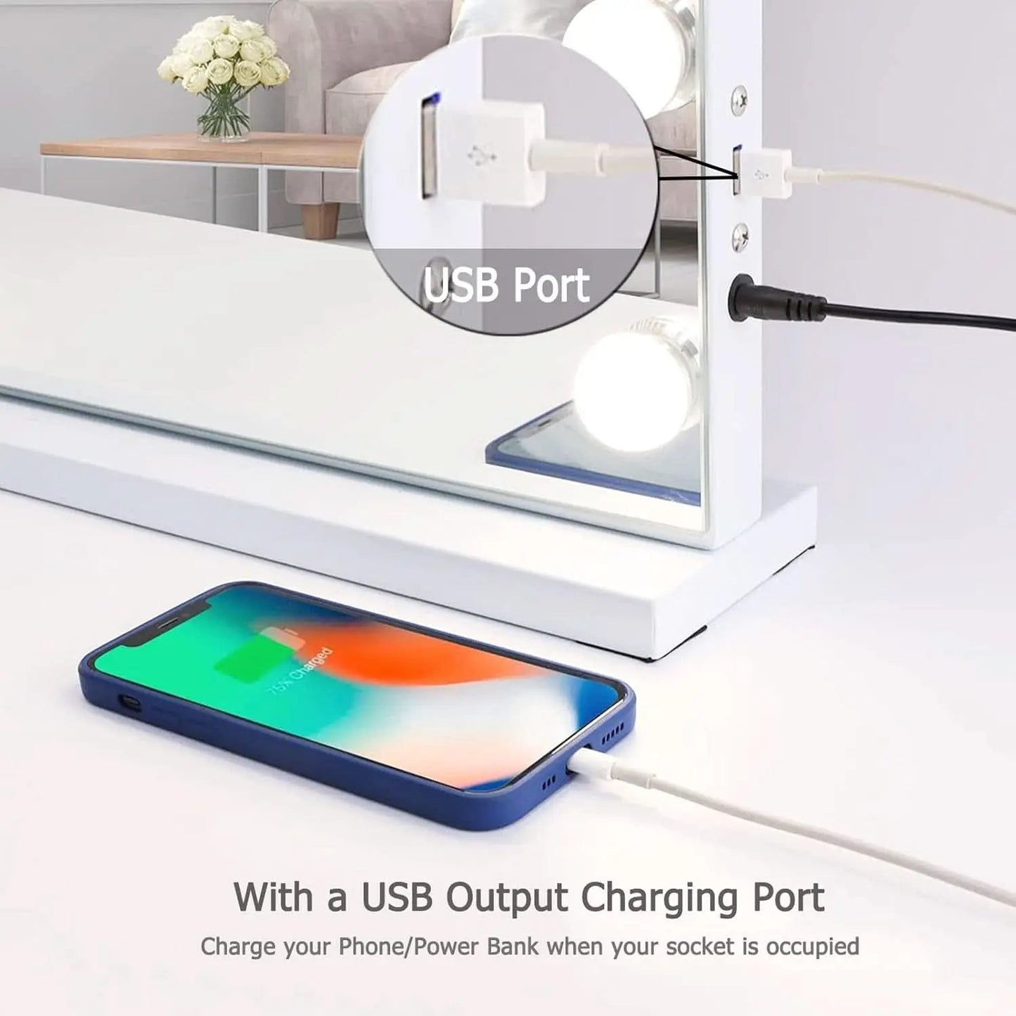 Vanity Mirror Lights And Bluetooth Speaker 32x23 Inches from PriceLows™