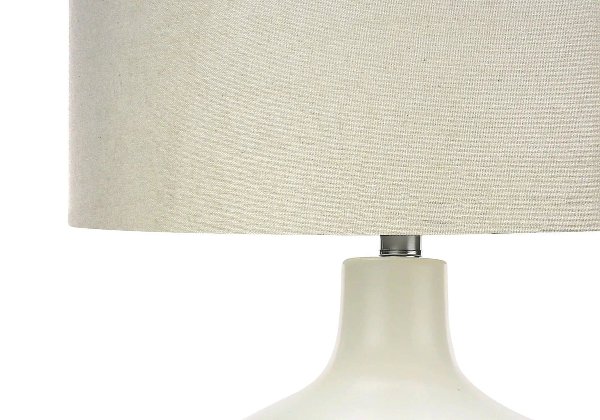 Lighting, Table Lamp, Contemporary - | 16 x 16 x 25 in | Linen & Metal | Cream