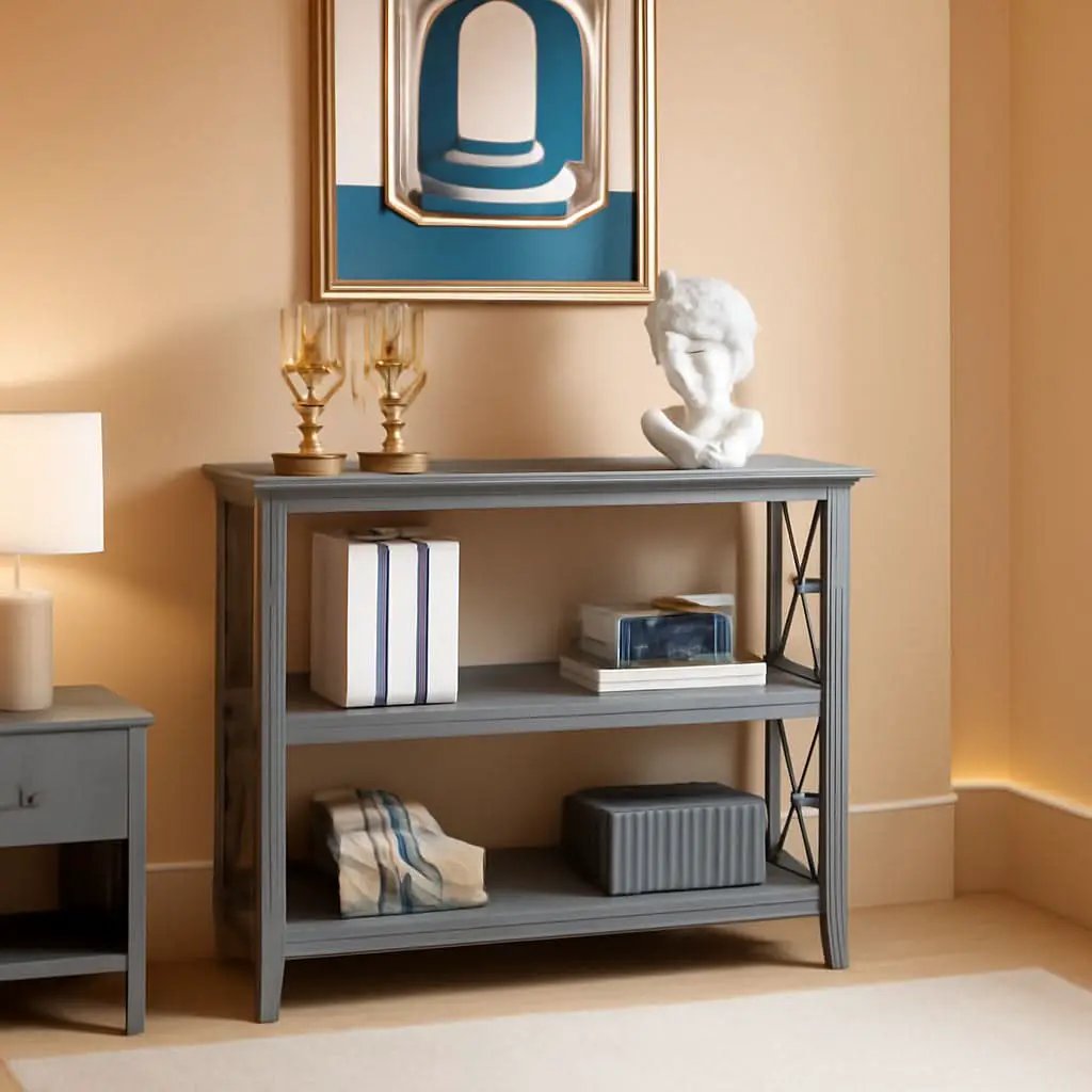 Gray Three Tier Console Table With Storage Shelves from PriceLows™