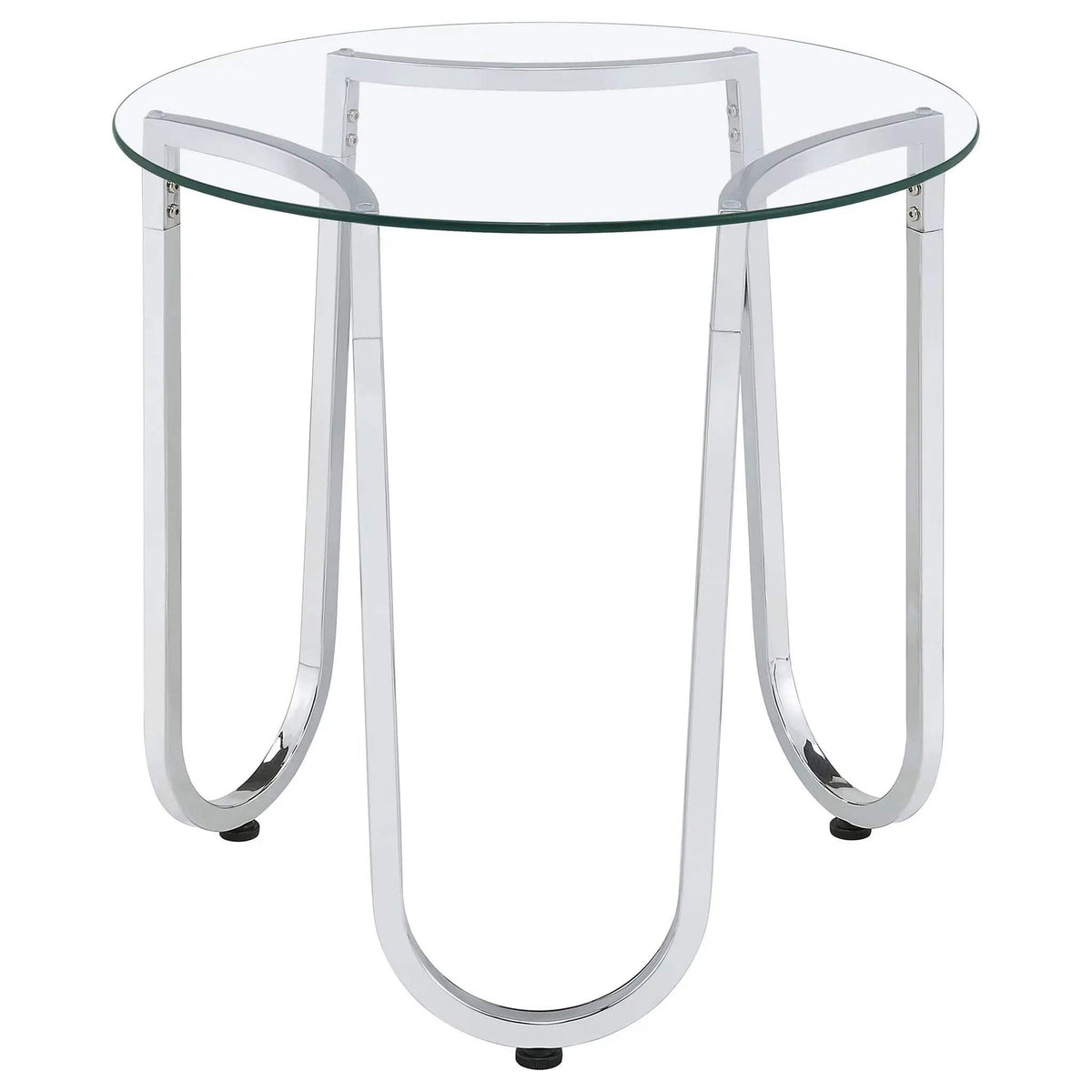 Beller 2-piece Round Tempered Glass Top Coffee Table Set Chrome | 2-Piece Set | Tempered Glass & Metal | Dining Room