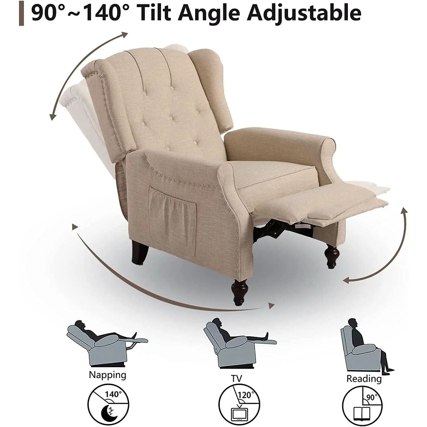Wingback Recliner Chair With Massage And Heat For Living Room from PriceLows™