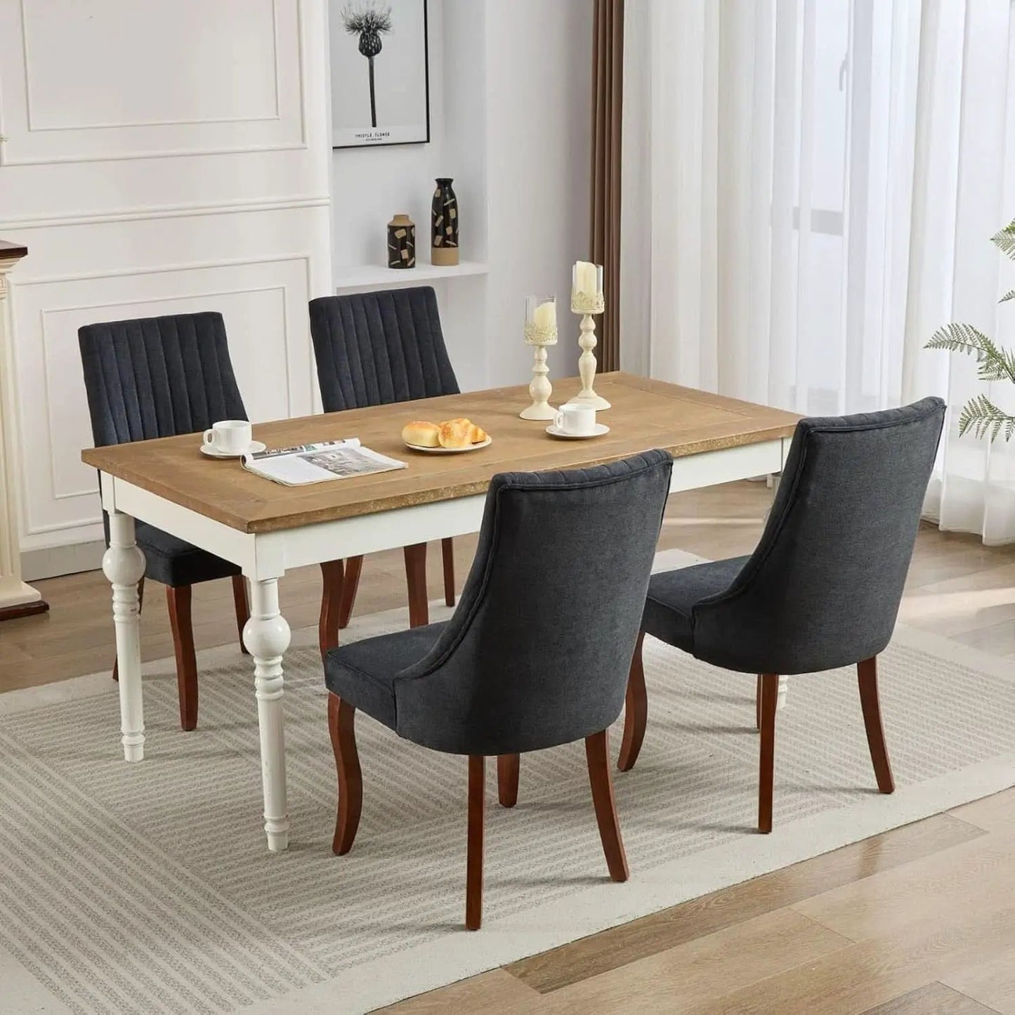 Velvet Dining Chairs Set Of 4 Black For Kitchen Use from PriceLows™