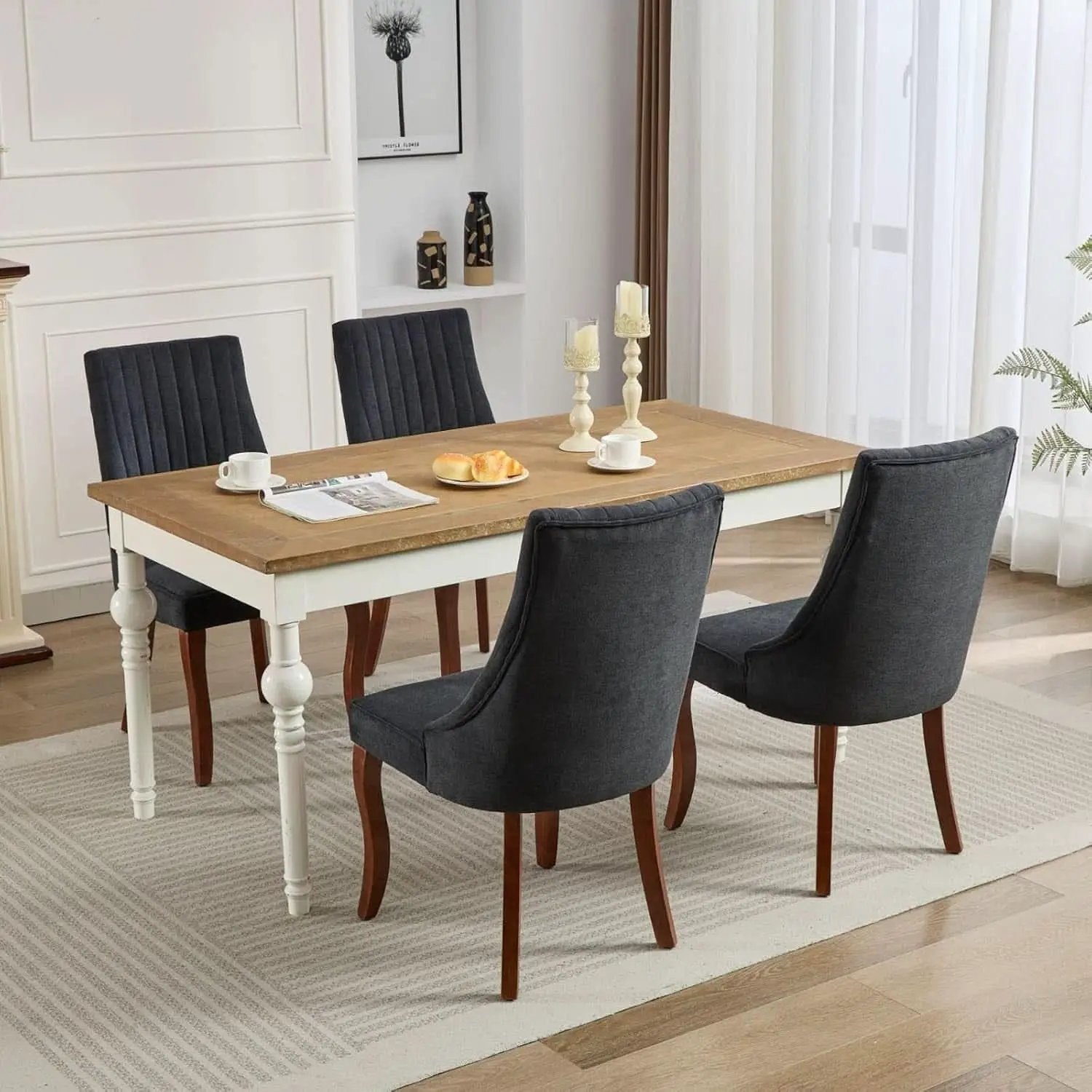Velvet Dining Chairs Set Of 4 Black For Kitchen Use from PriceLows™