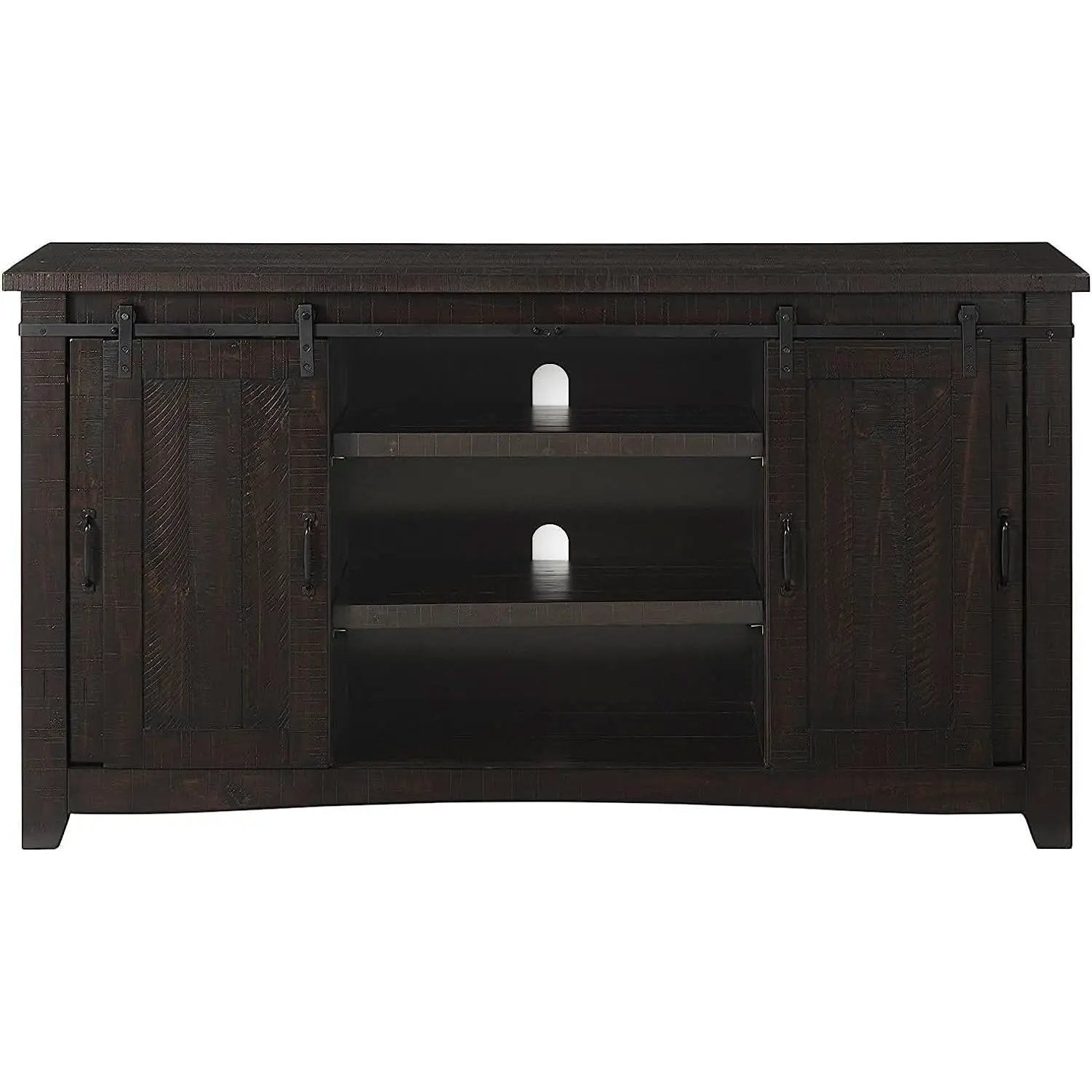 Espresso TV Stand With Sliding Barn Doors Solid Pine from PriceLows™