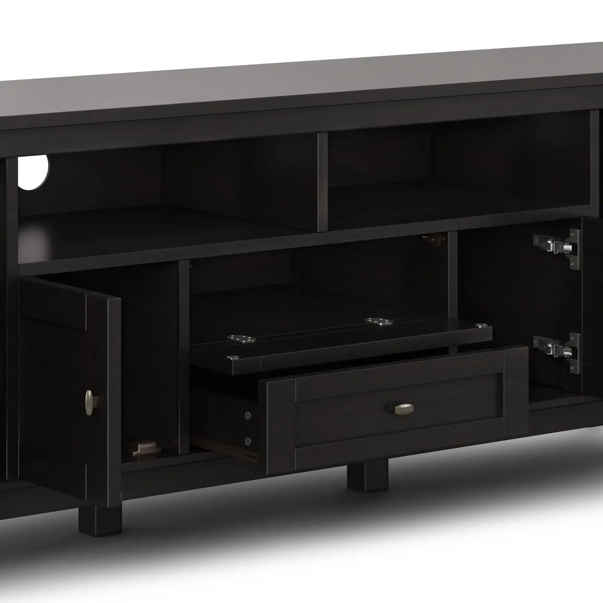Warm Shaker TV Media Stand | 72 x 17.5 x 26 in | Solid Wood | Hickory Brown