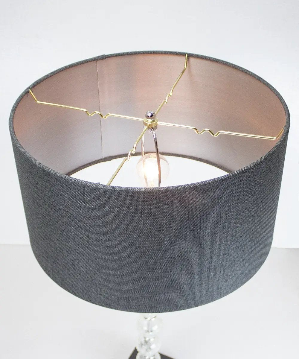 Drum Lampshade | Granite Grey Shantung | 18 X 10 Inch