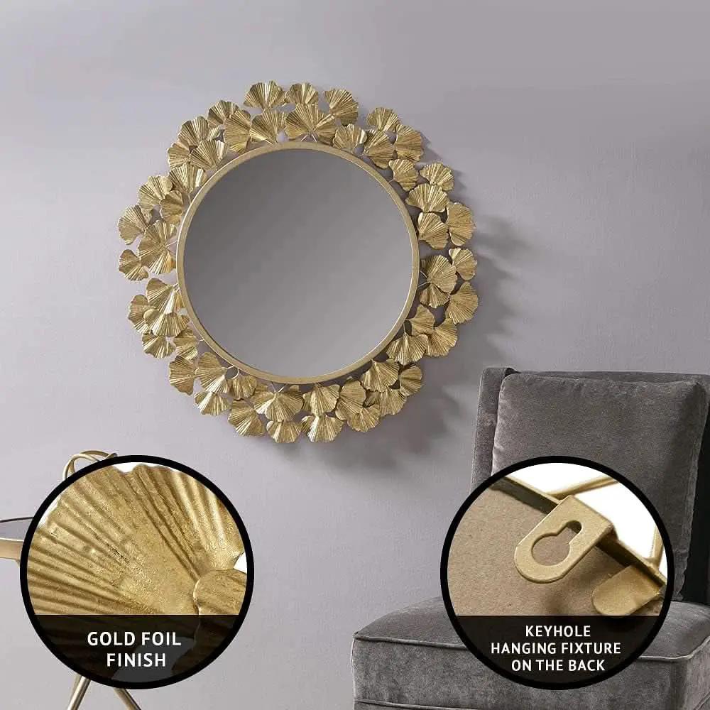 Round Wall Mirror 30.5 Inch Iron Eden Gold For Living Room from PriceLows™