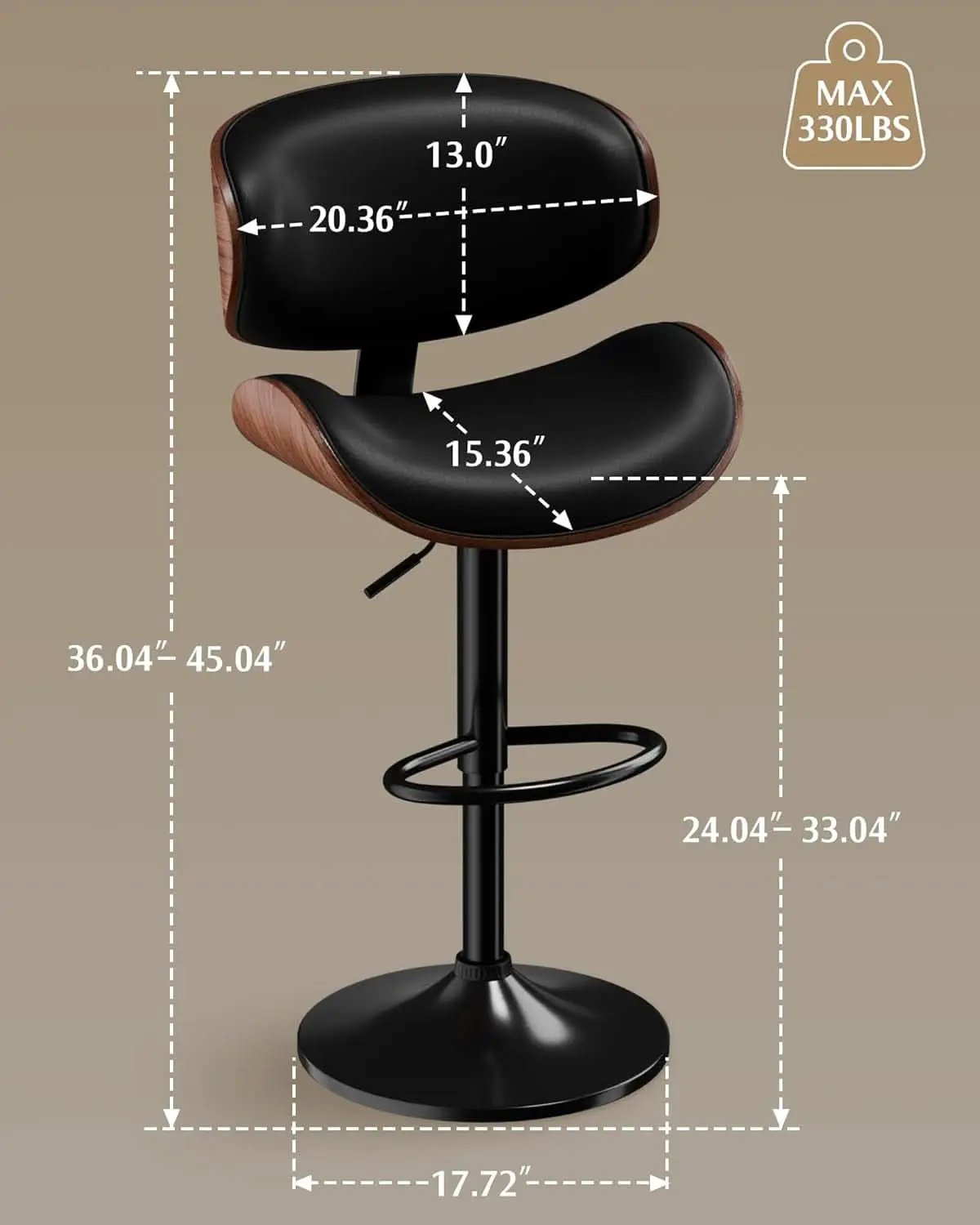 Set Of 2 Adjustable Swivel Bar Stools For Kitchen Island Black from PriceLows™