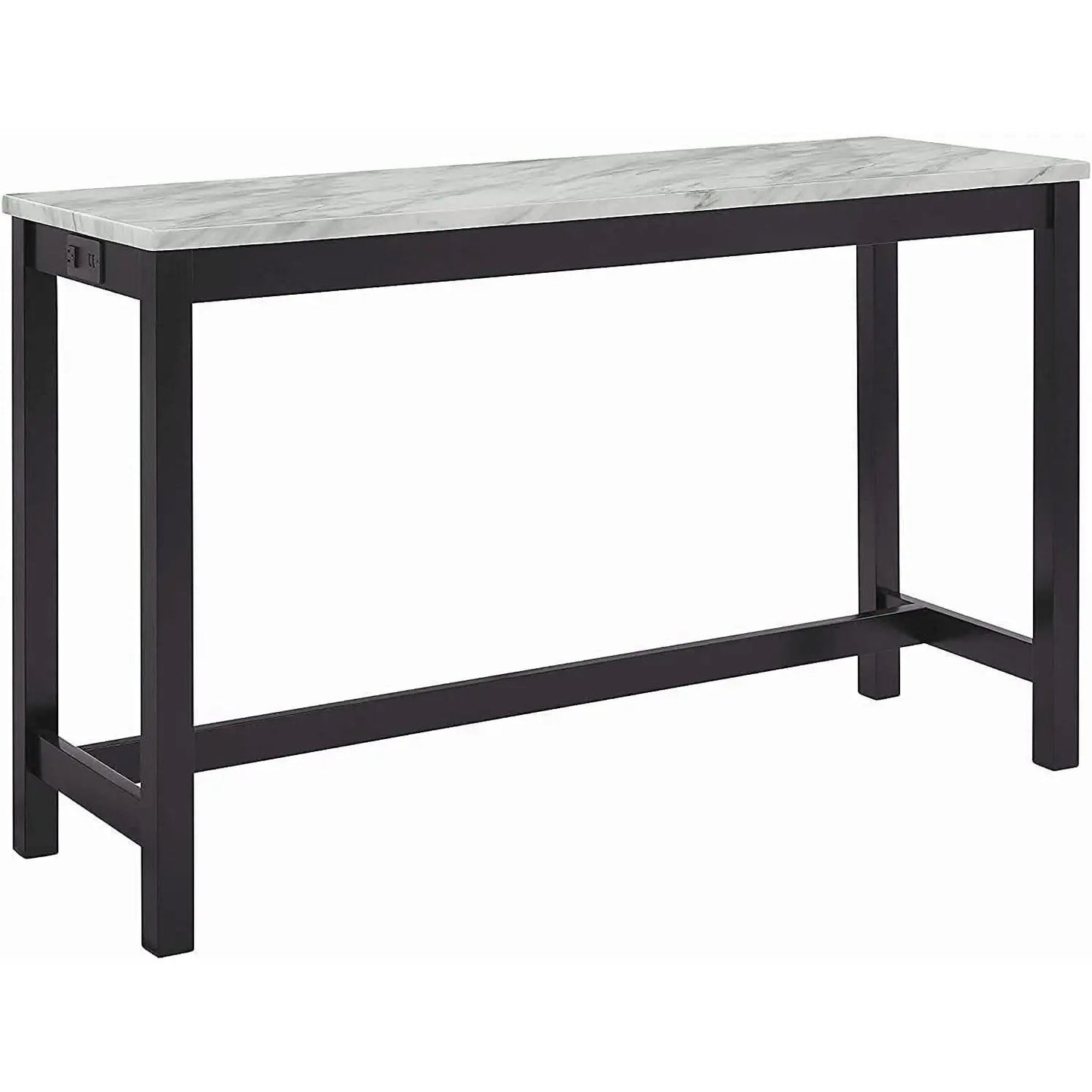 Blue Velvet Bar Table Set With 3 Stools Faux Marble Top from PriceLows™