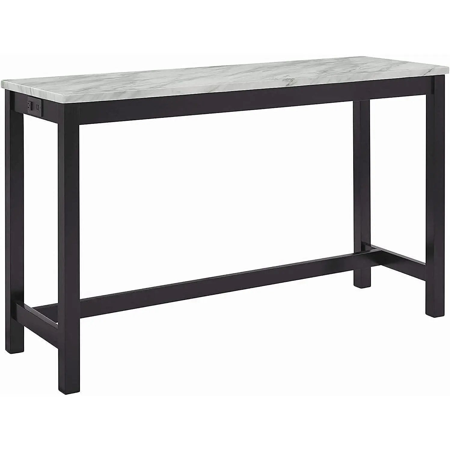 Blue Velvet Bar Table Set With 3 Stools Faux Marble Top from PriceLows™