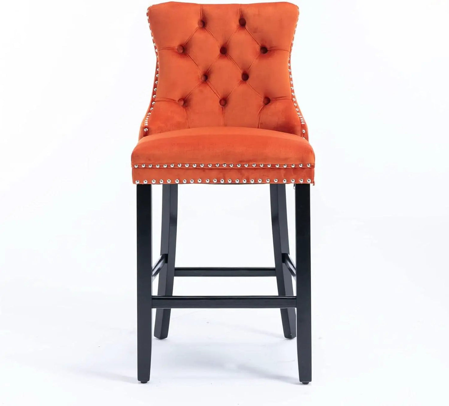Wingback Velvet Bar Stools Set Of Two Orange Counter Height from PriceLows™
