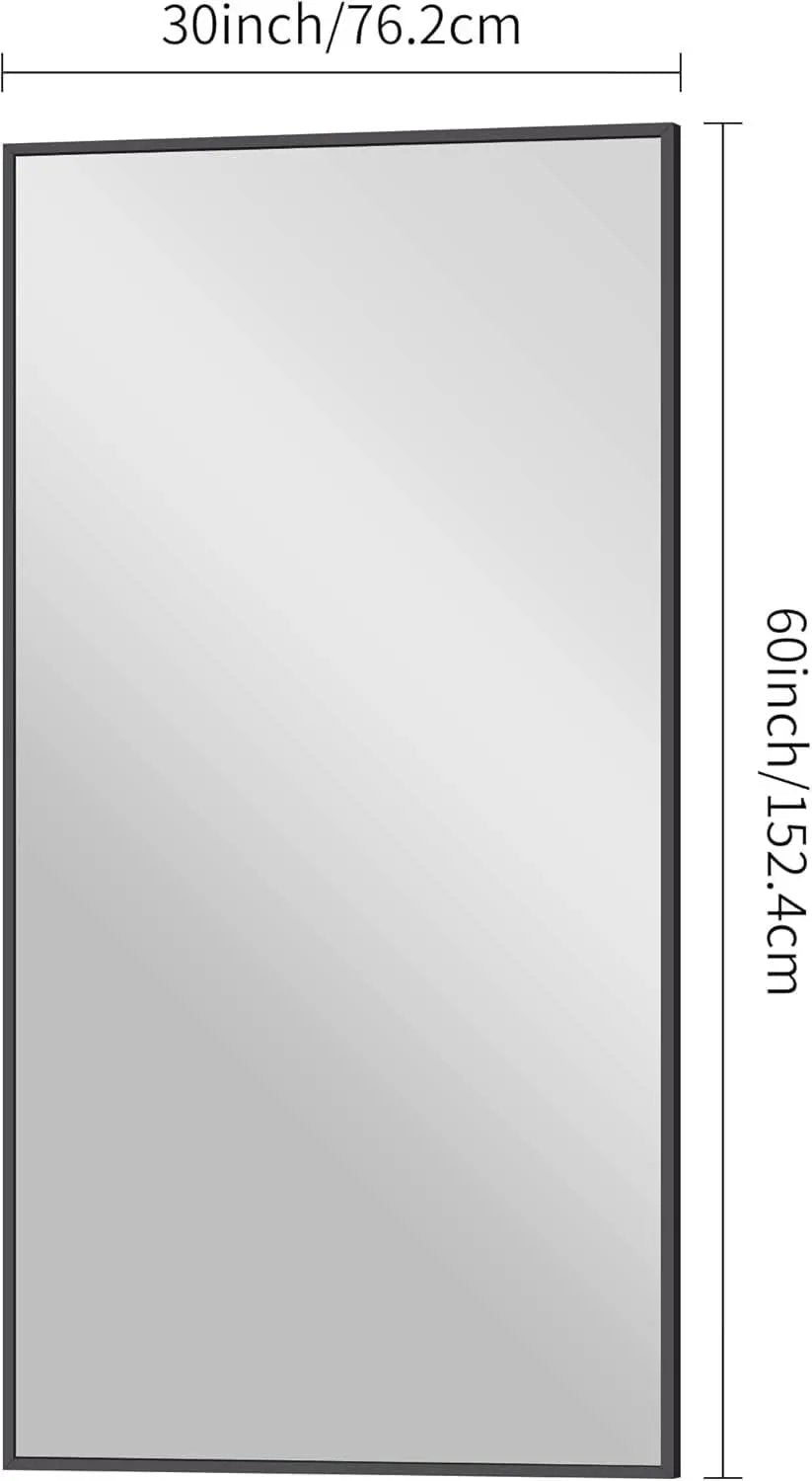 30x60 Inch Black Rectangle Wall Mounted Bathroom Mirror from PriceLows™