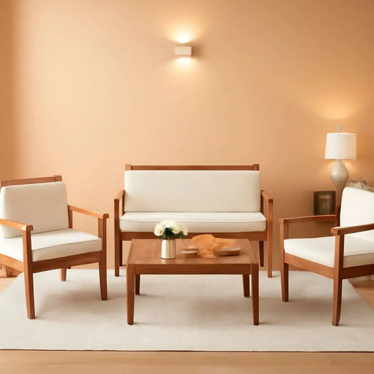 4 Piece Patio Bistro Set With Water Resistant Cushions In Acacia Wood from PriceLows™