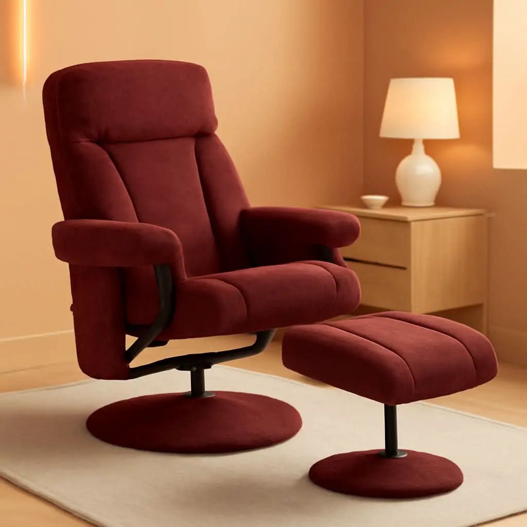 Burgundy Swivel Recliner With Ottoman Massage For RV from PriceLows™