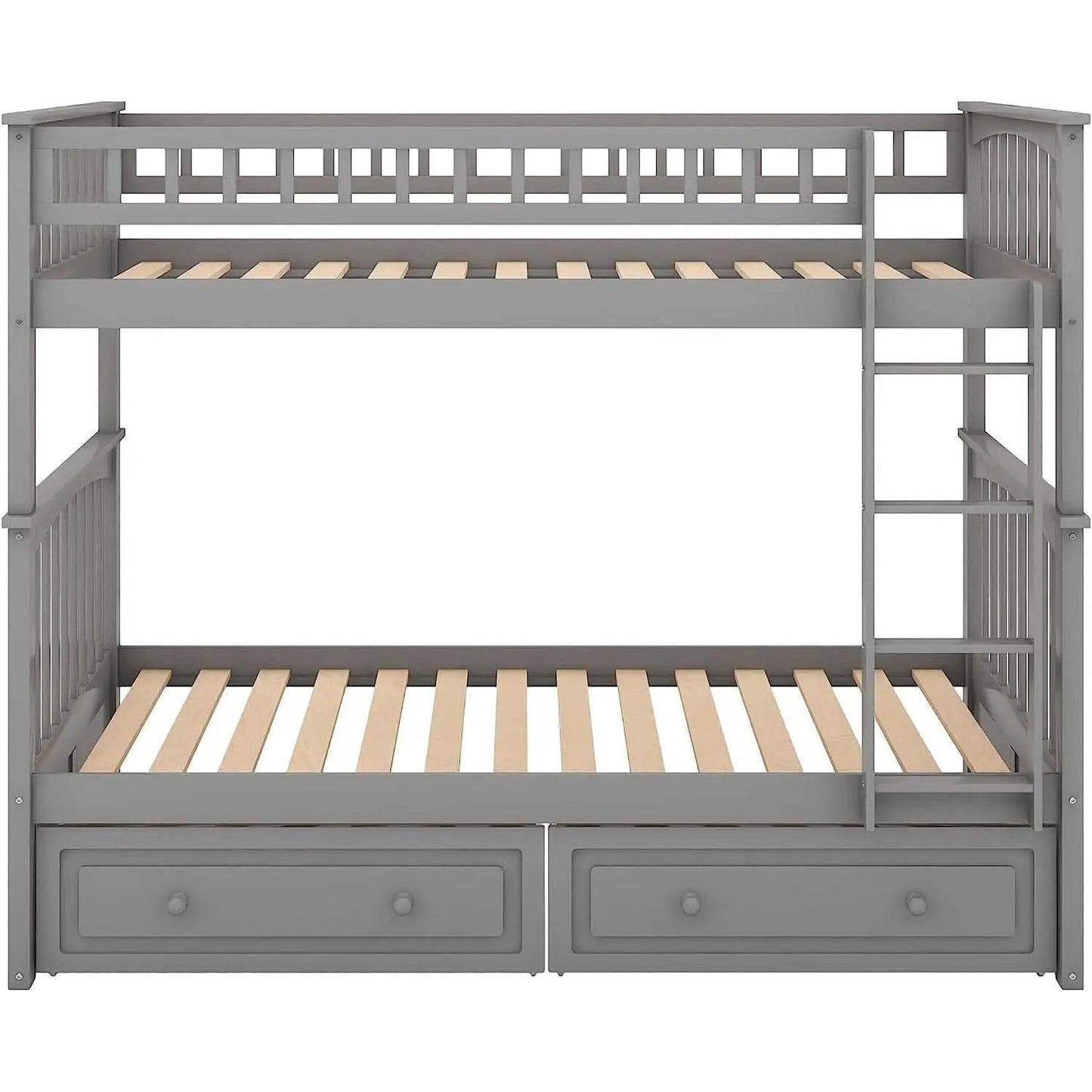 Grey Twin Bunk Bed With Storage Drawers Safety Rail from PriceLows™