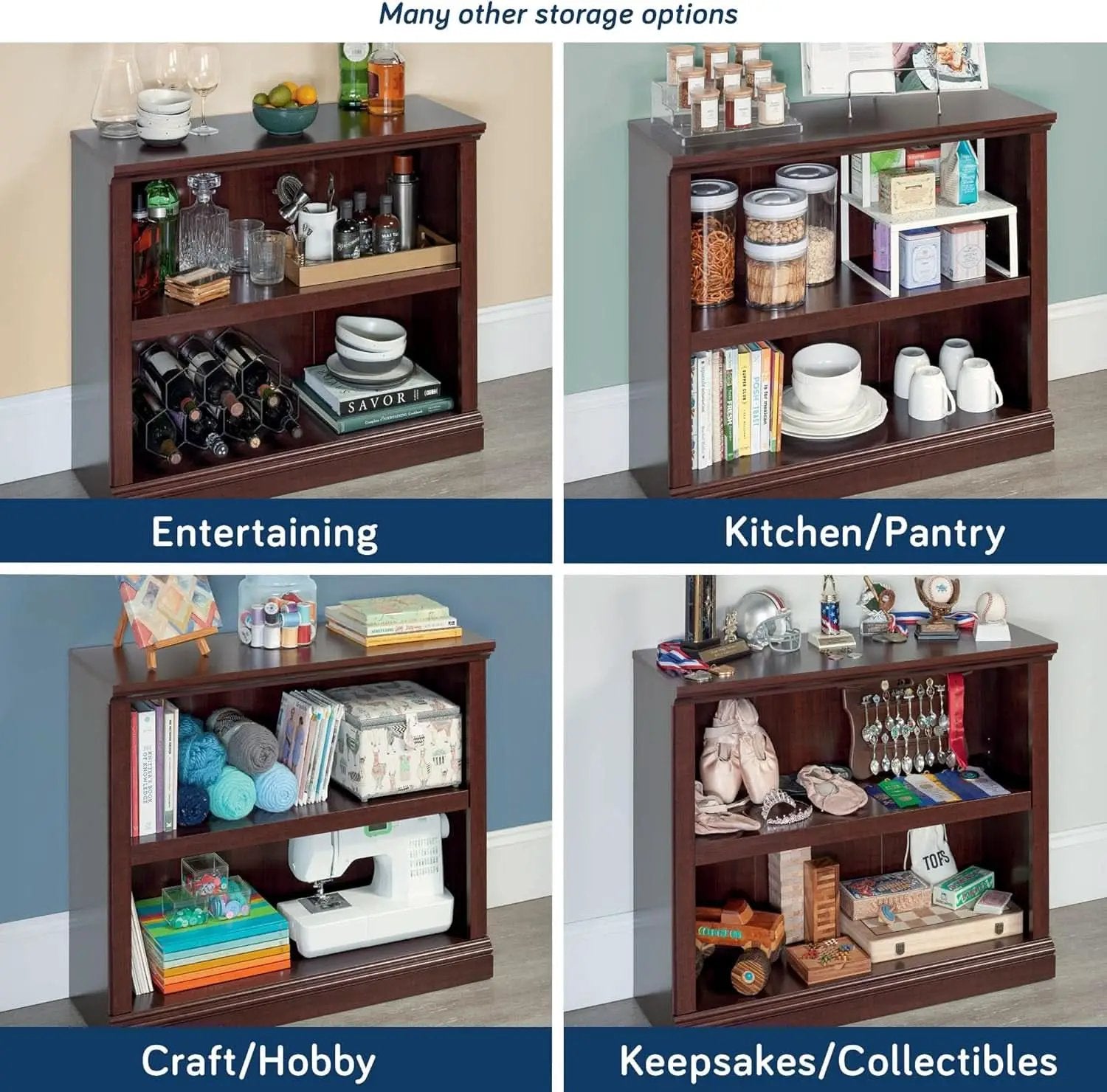 Cherry Finish Bookshelf With Adjustable Shelf, Two Shelf from PriceLows™