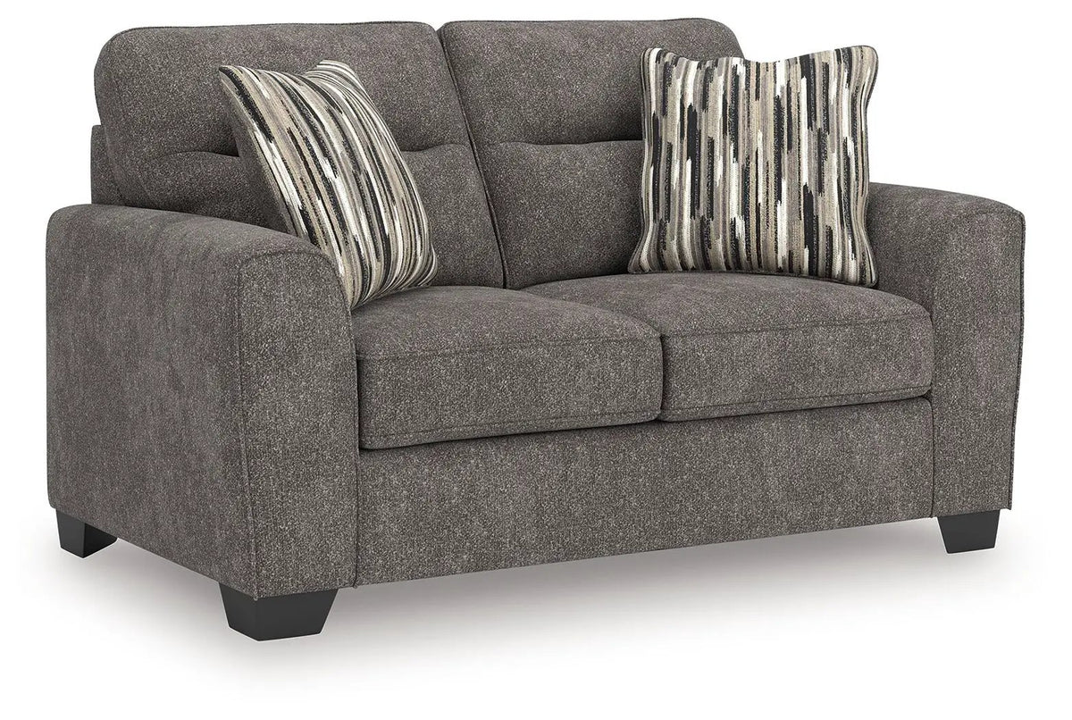 Loveseat | Mocha Upholstery | Geometric Pattern | Contemporary