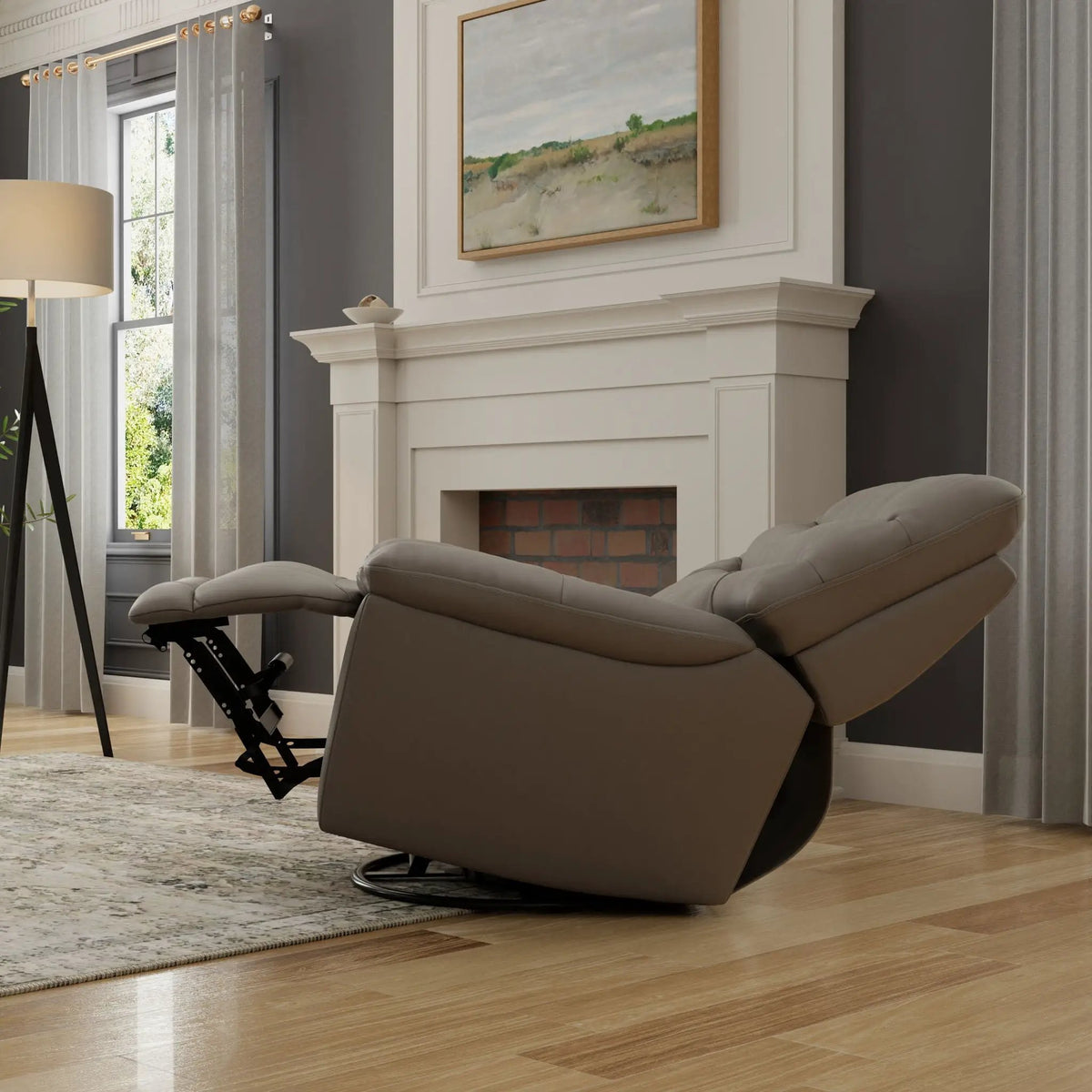 Oslo Antelope Swivel Glider Recliner | Manual Footrest | 360 Degree Swivel Base | No-Sag Suspension