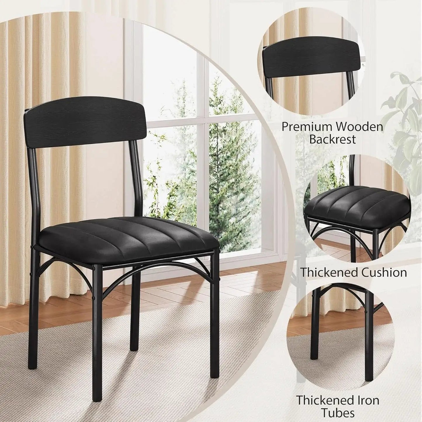 Round Circular Dining Table Set Black Diameter47Inches from PriceLows™