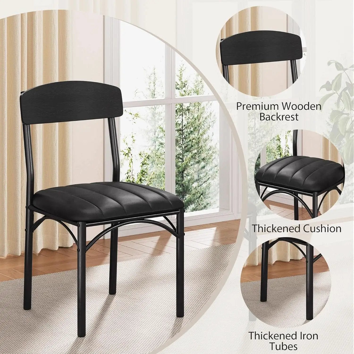 Round Circular Dining Table Set Black Diameter47Inches from PriceLows™