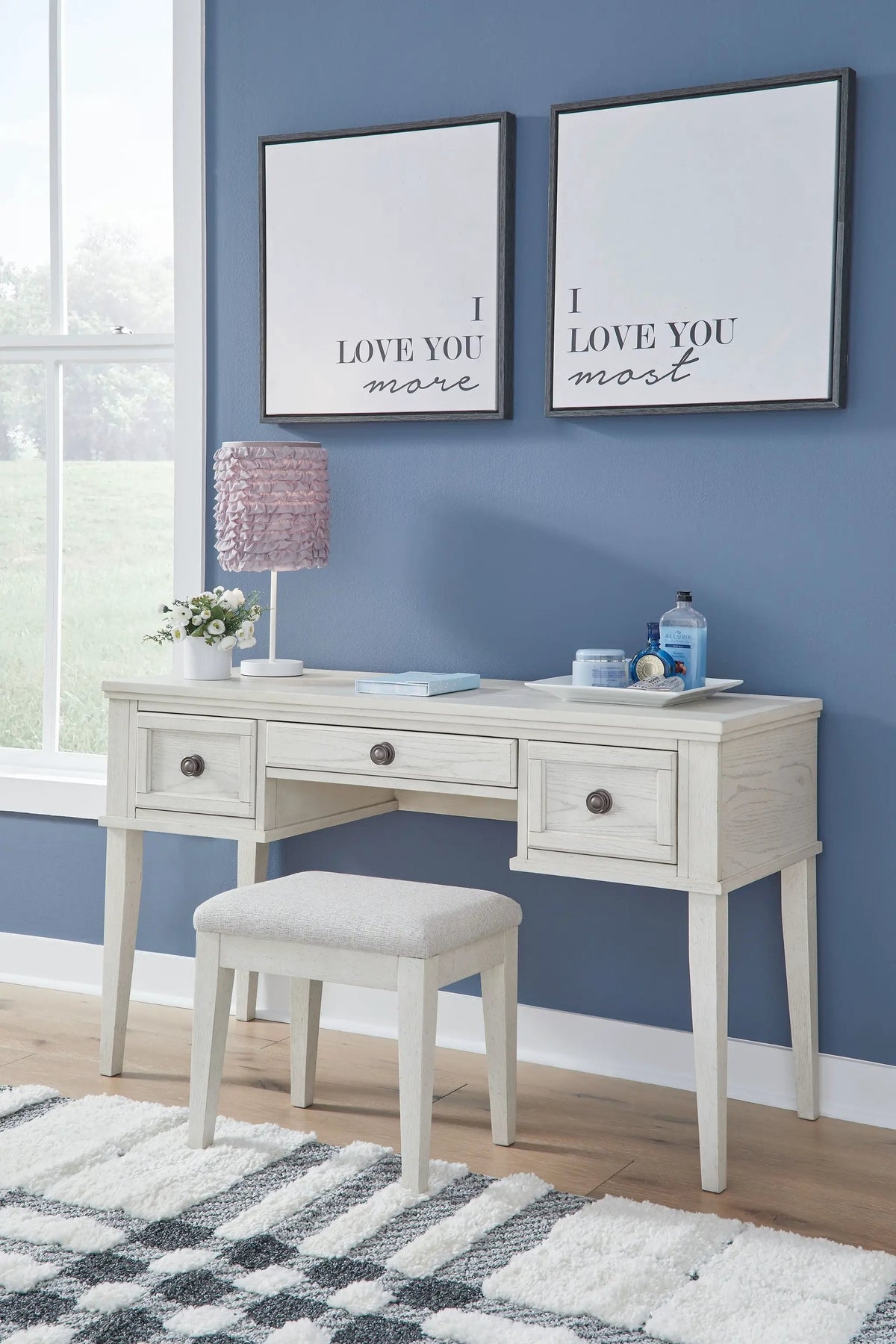 Robbinsdale Vanity With Stool | Set Of 2 | Antique White | 52 Inch Width