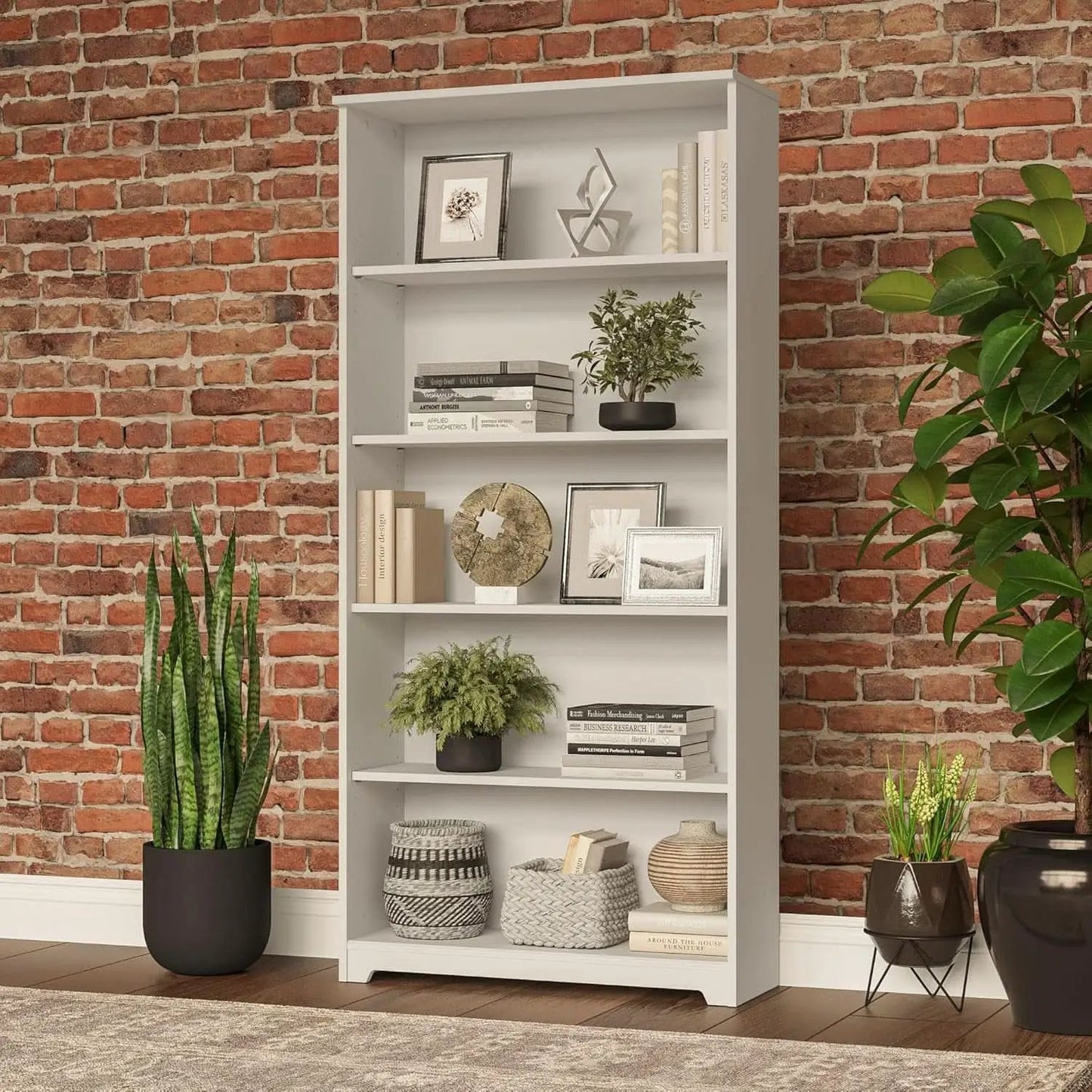 Bush Cabot White Tall Five Shelf Bookcase Unit With Adjustable Shelves from PriceLows™