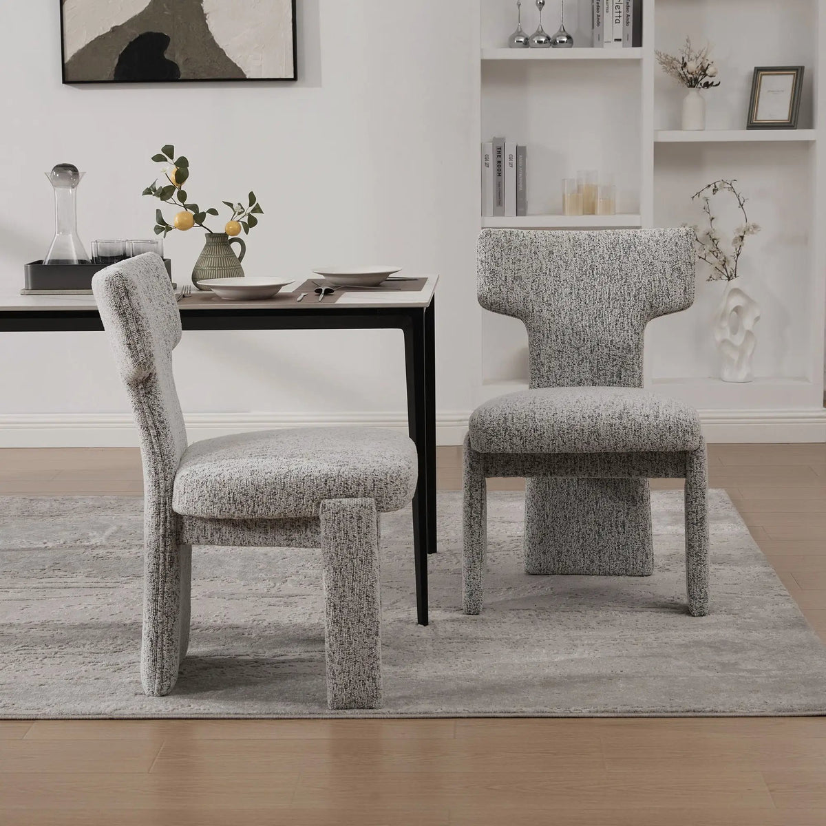 Armless Accent Chairs | Curved Back | Futuristic Design | Foam Padded Fabric