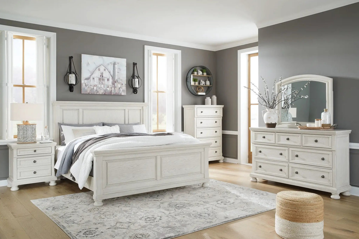 Robbinsdale Panel Bedroom Set | 4-Piece | Timeless Traditional Design | Select Oak Veneer
