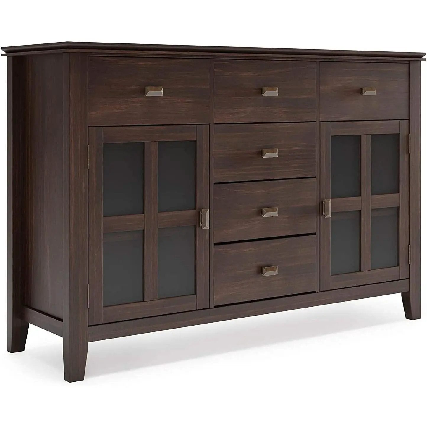 Chestnut Brown Contemporary Sideboard With Glass Doors from PriceLows™