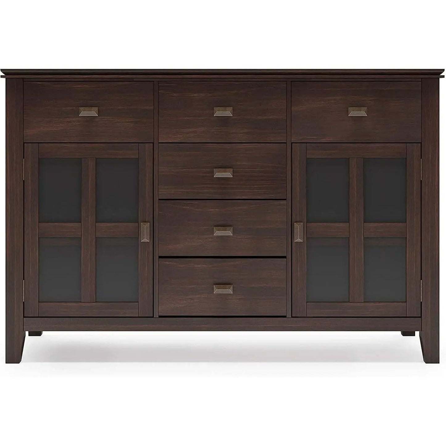 Chestnut Brown Contemporary Sideboard With Glass Doors from PriceLows™